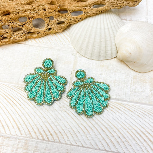 Sequin Shell Beaded Dangle Earrings