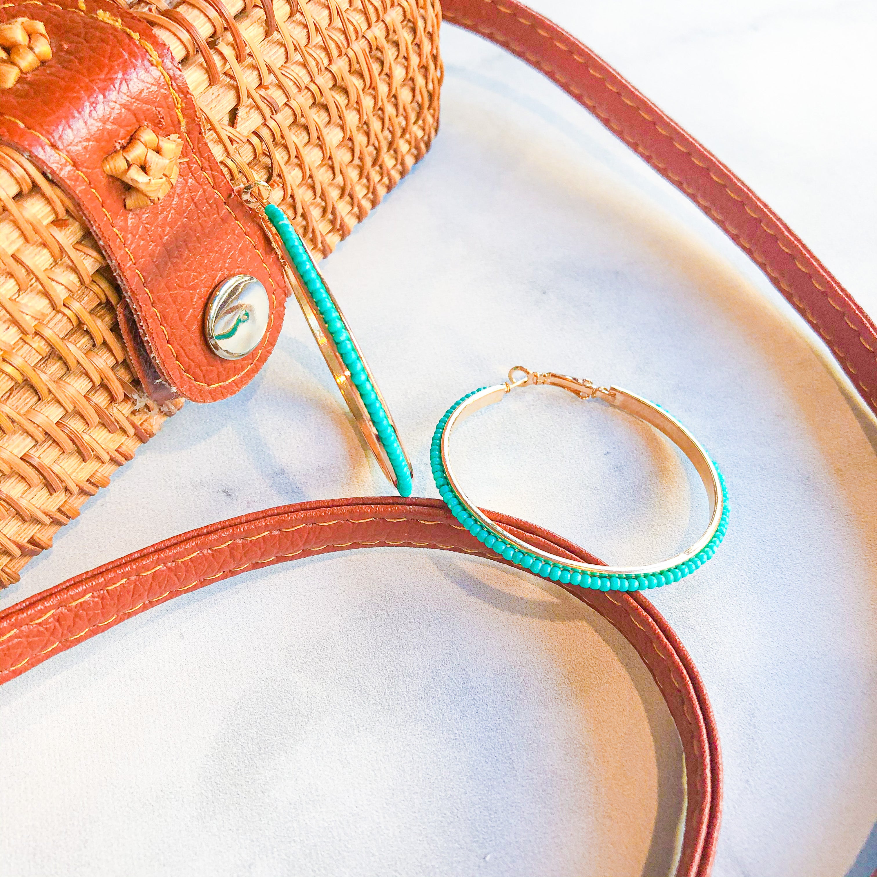 Turquoise Waters Beaded Hoops