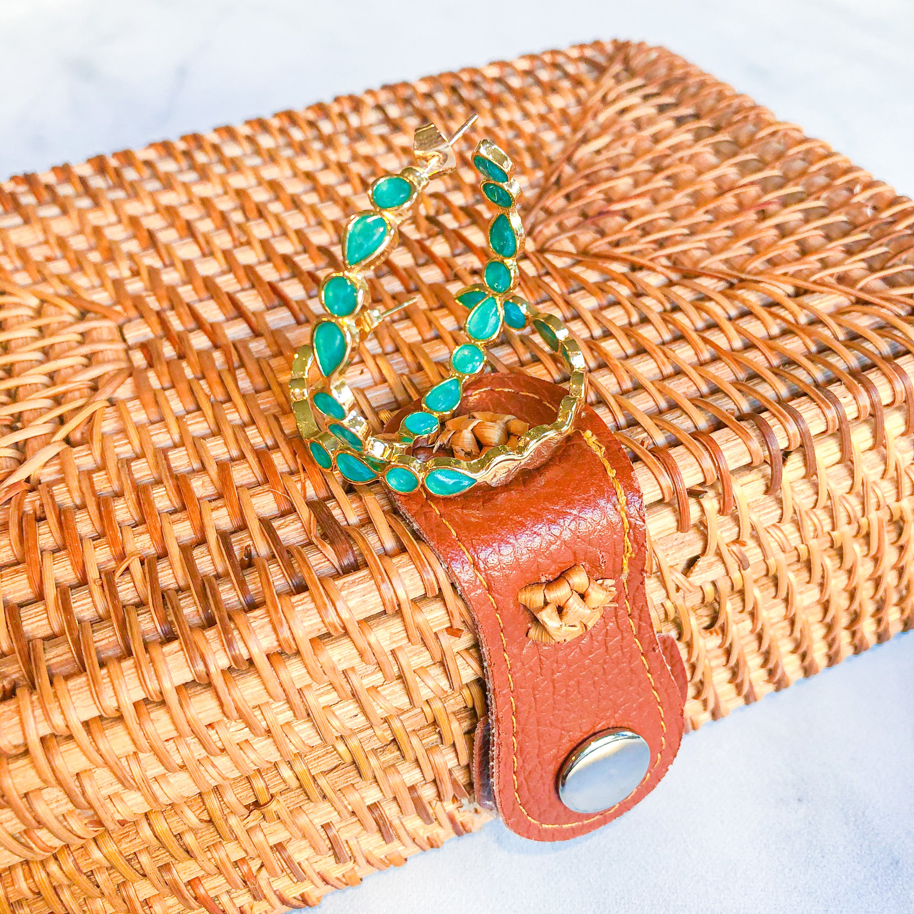 Gold and Iridescent Blue Hoops