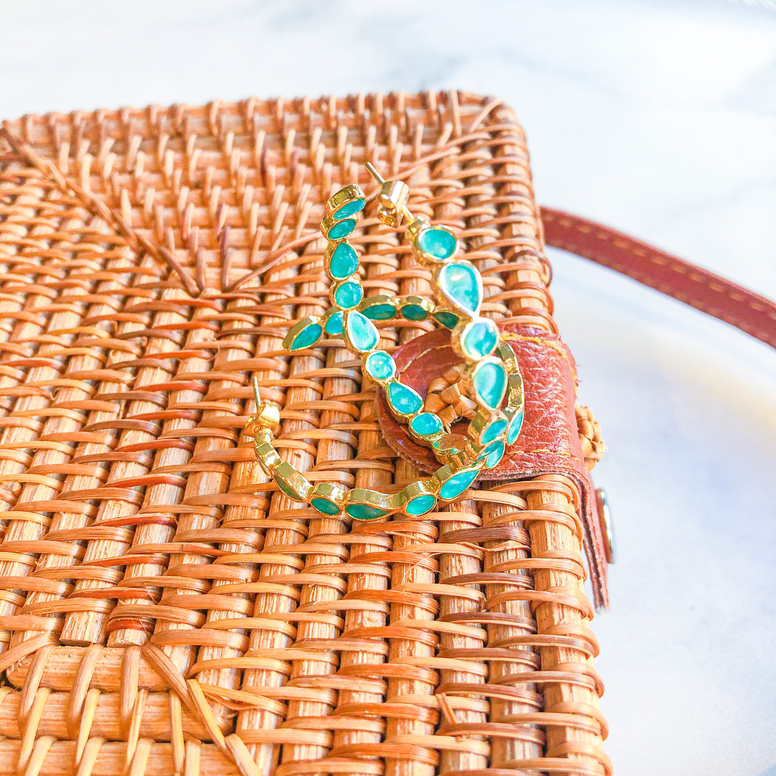 Gold and Iridescent Blue Hoops