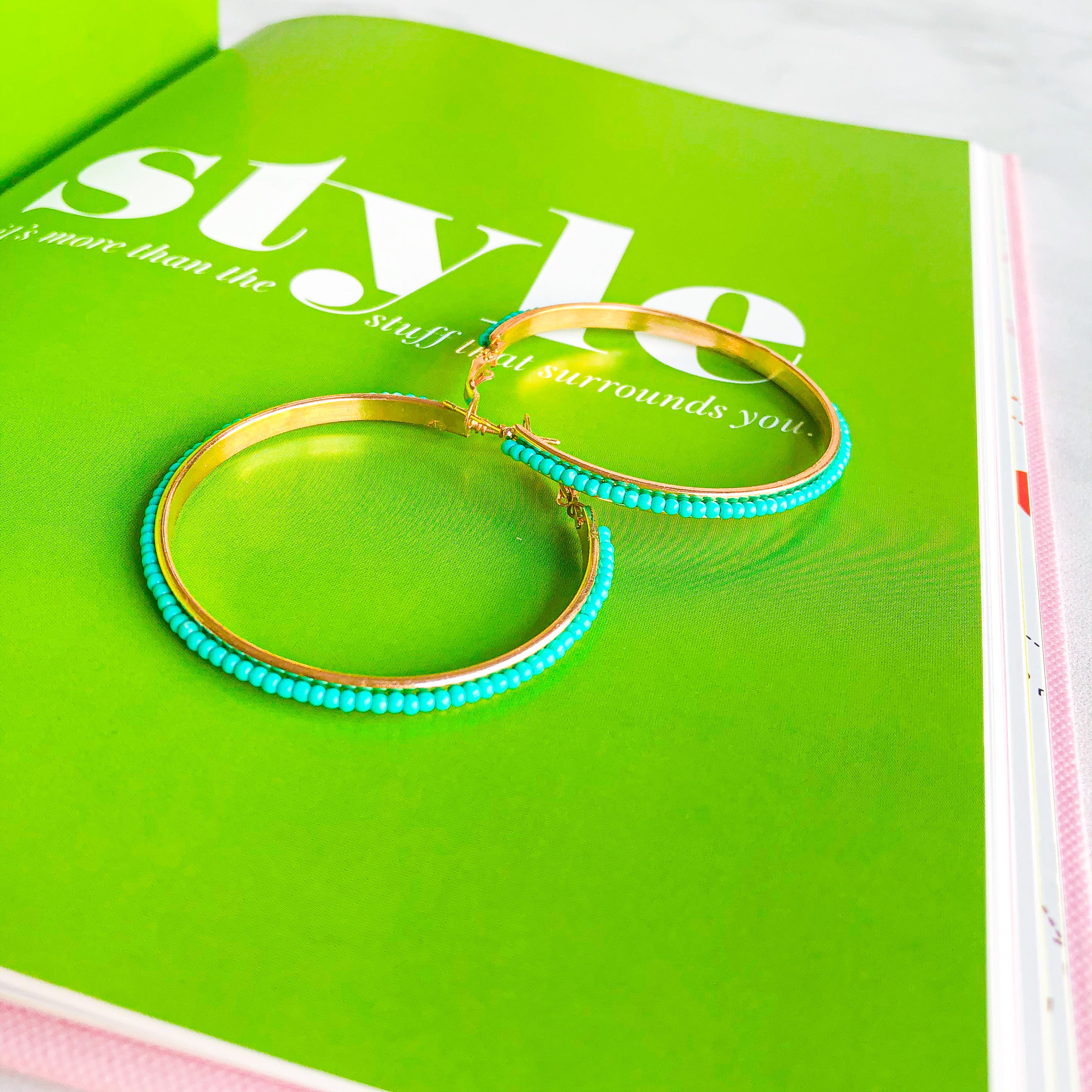 Turquoise Waters Beaded Hoops