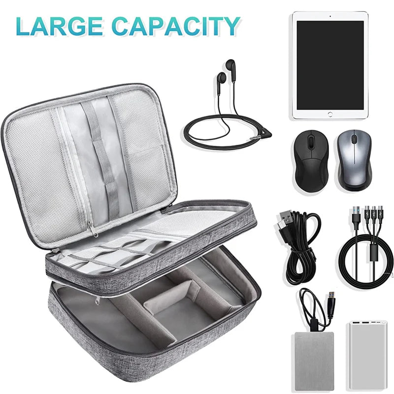 Cable and Digital Electronic Storage Case - Waterproof with Storage to Organize Cables, Chargers, and More