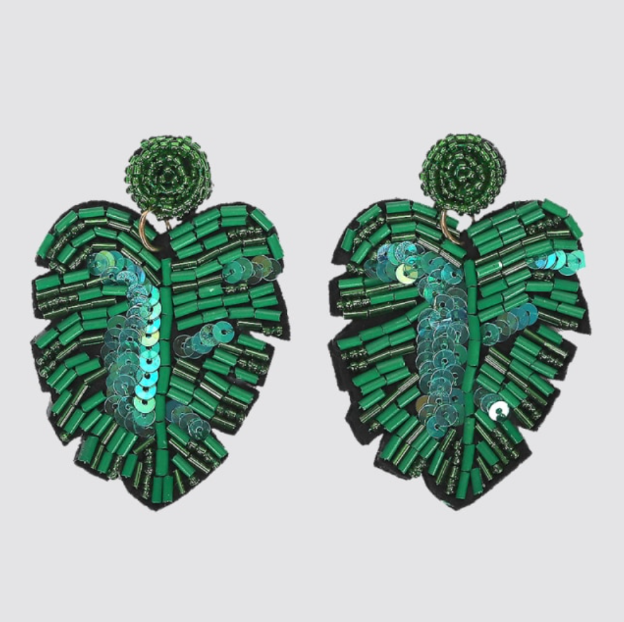 Sequin Palm Leaf Dangles