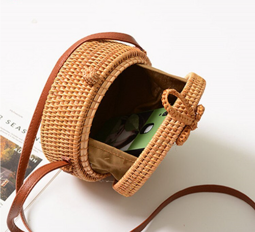 Circular Rattan Woven Bag