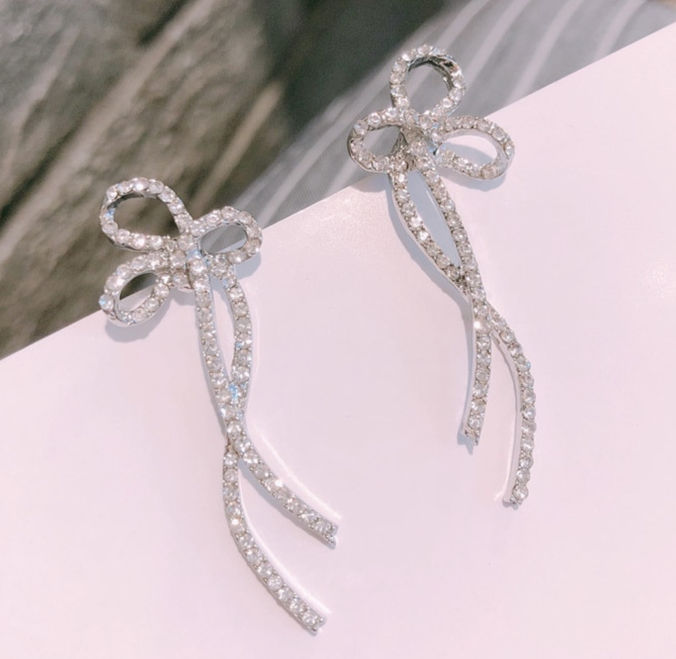 Skinny Dangle Crystal Bow