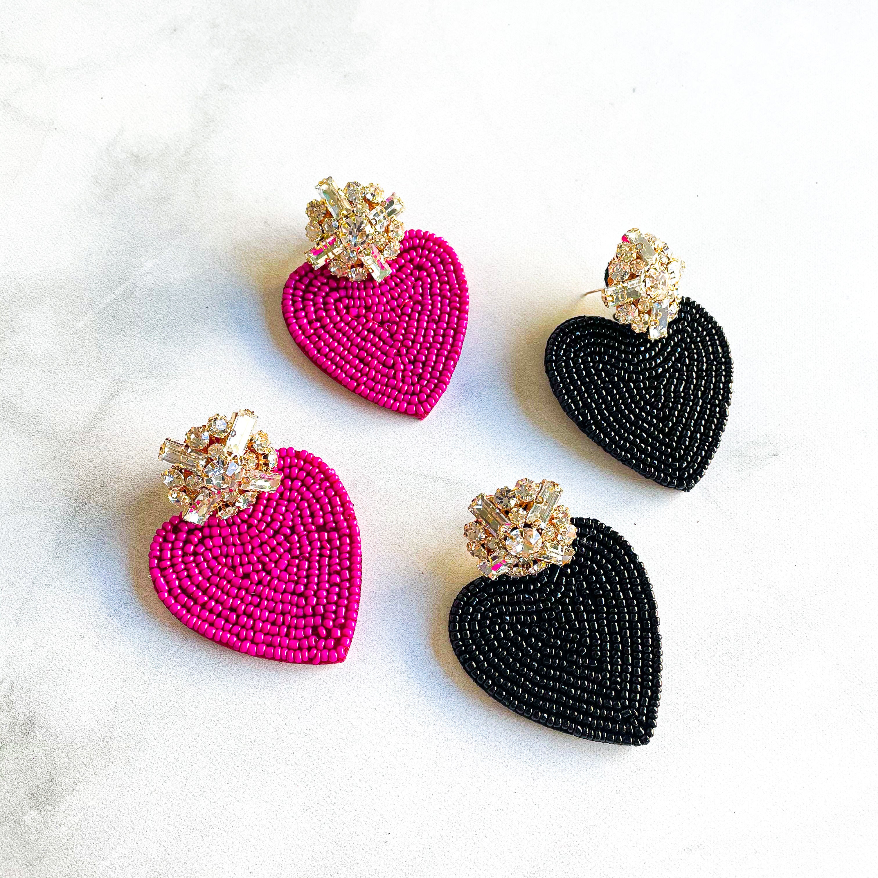 Crystal and Seed Bead Hearts
