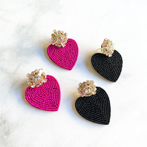 Crystal and Seed Bead Hearts