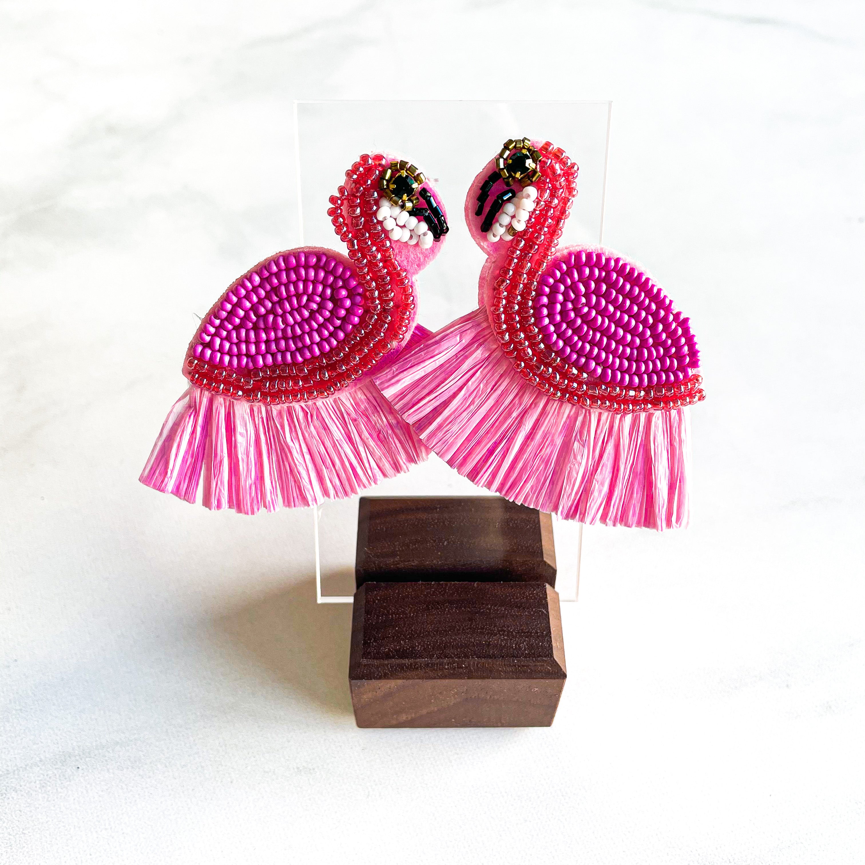 Flamingo Beaded Earrings