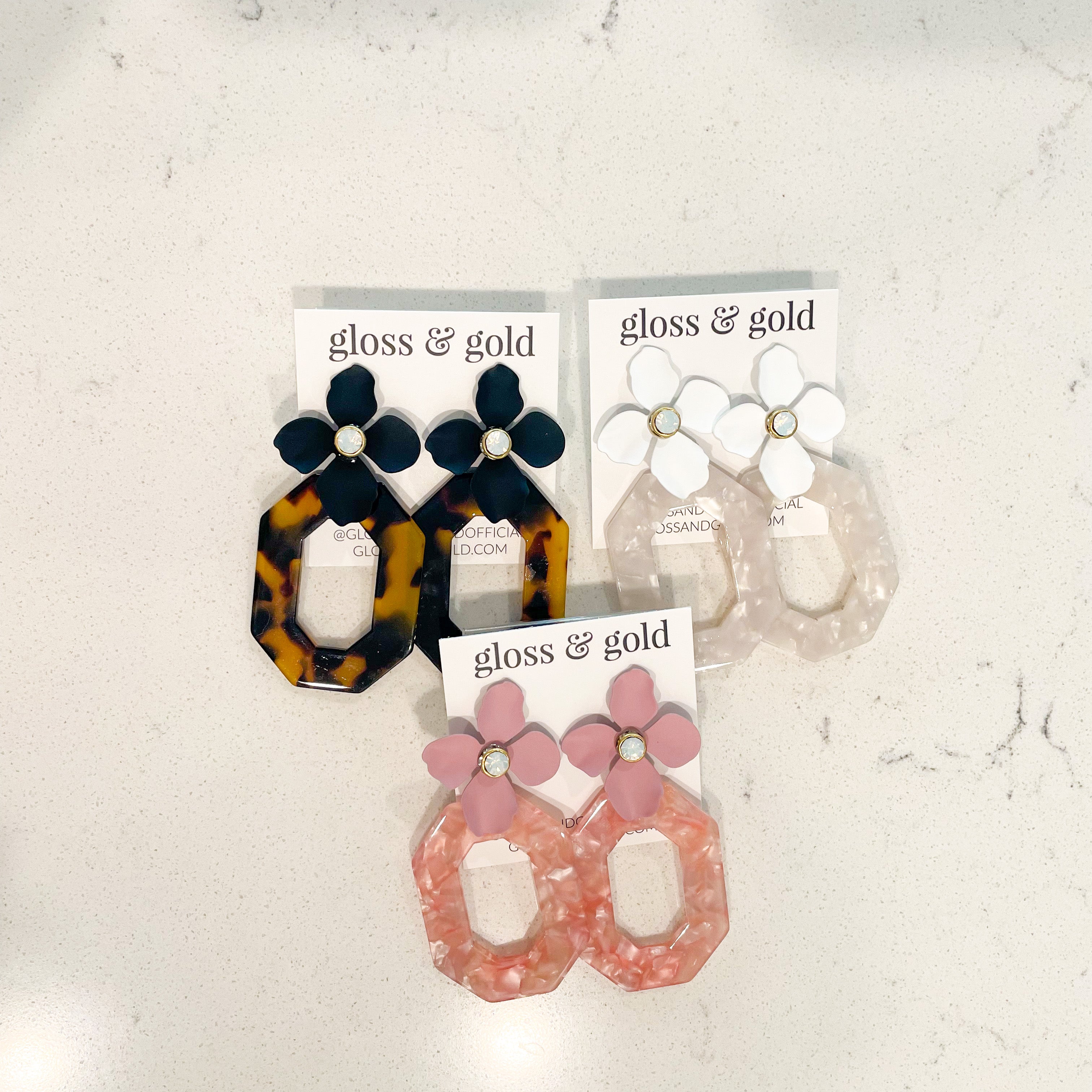 Acrylic and Flower Earrings