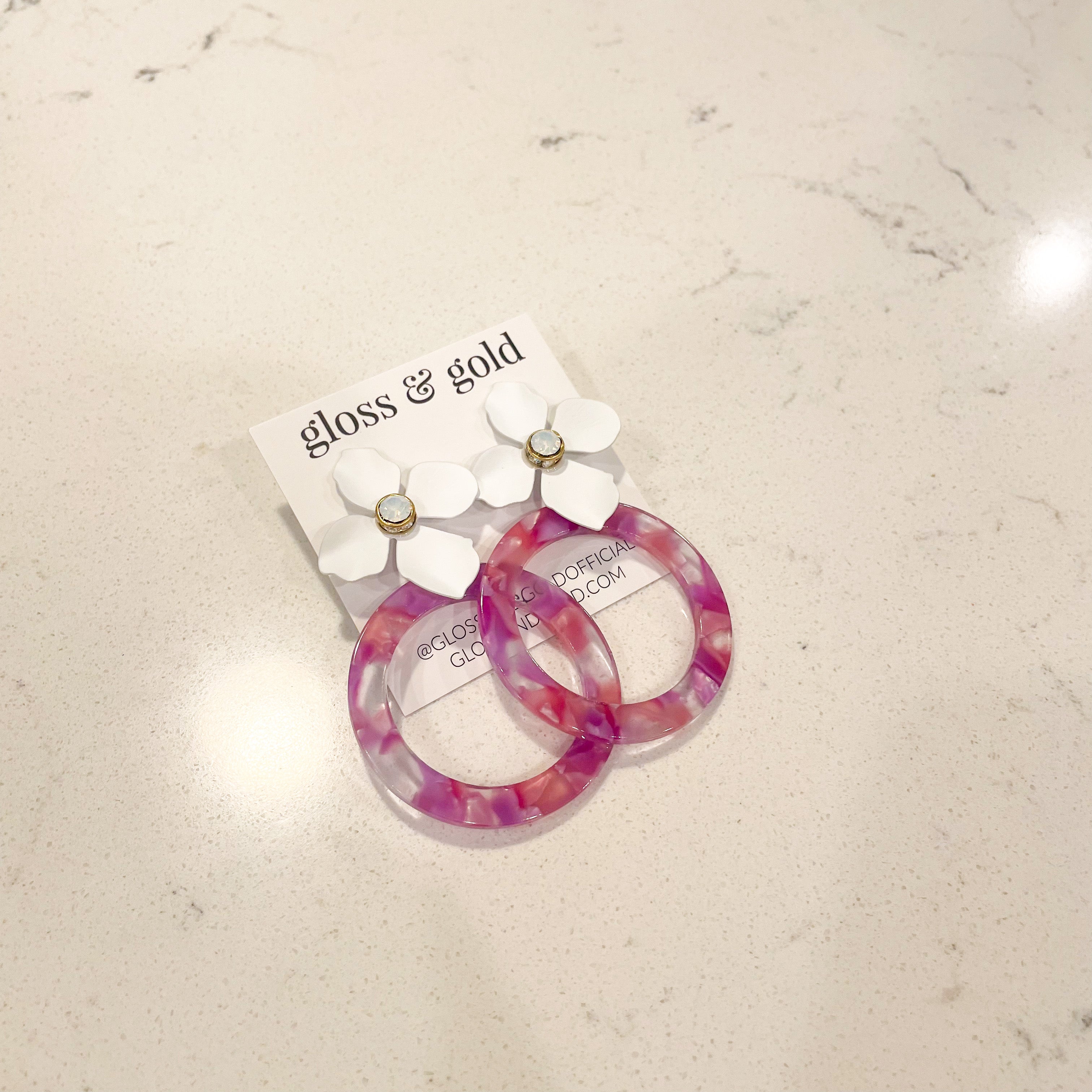 Acrylic and Statement Flower Earrings