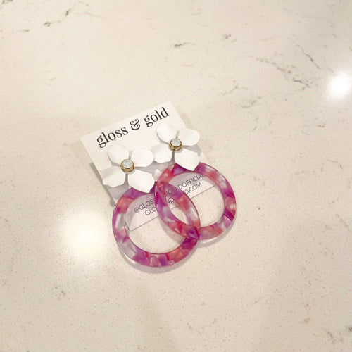 Acrylic and Statement Flower Earrings