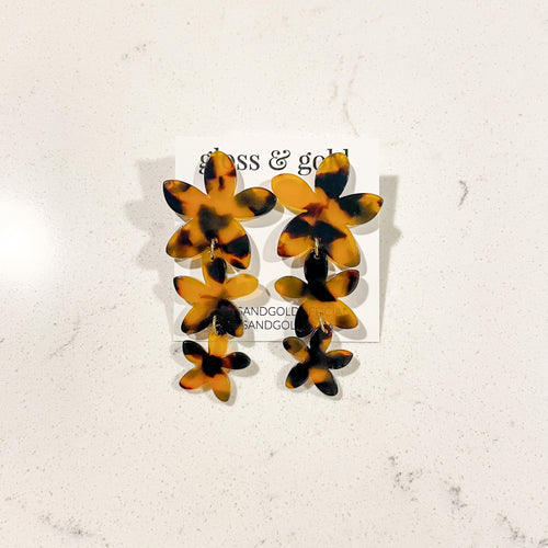 Acrylic Tortoise Flower Dangles