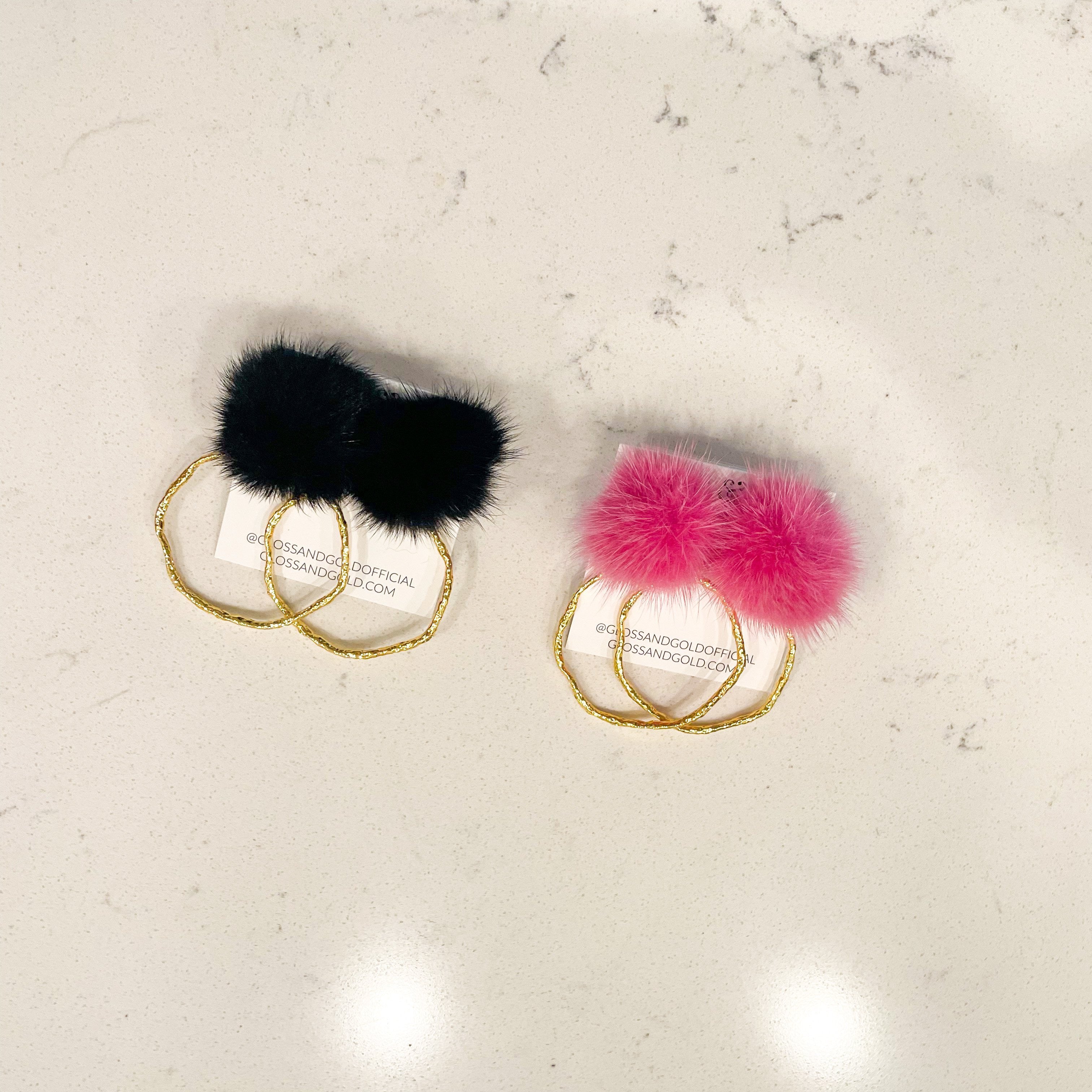 Fur Puff Hoops