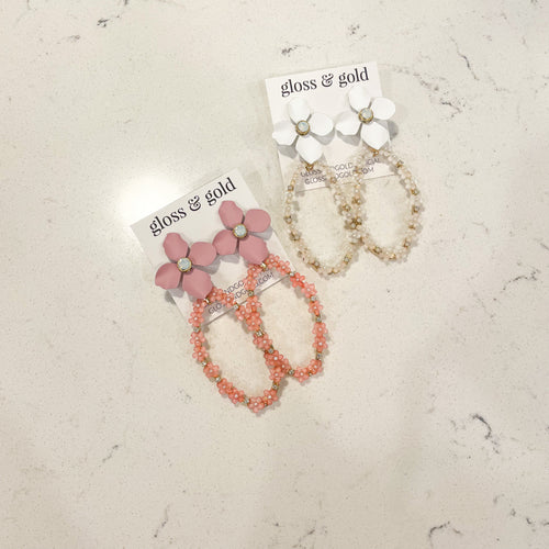 Statement Flower and Flower Hoop Dangles
