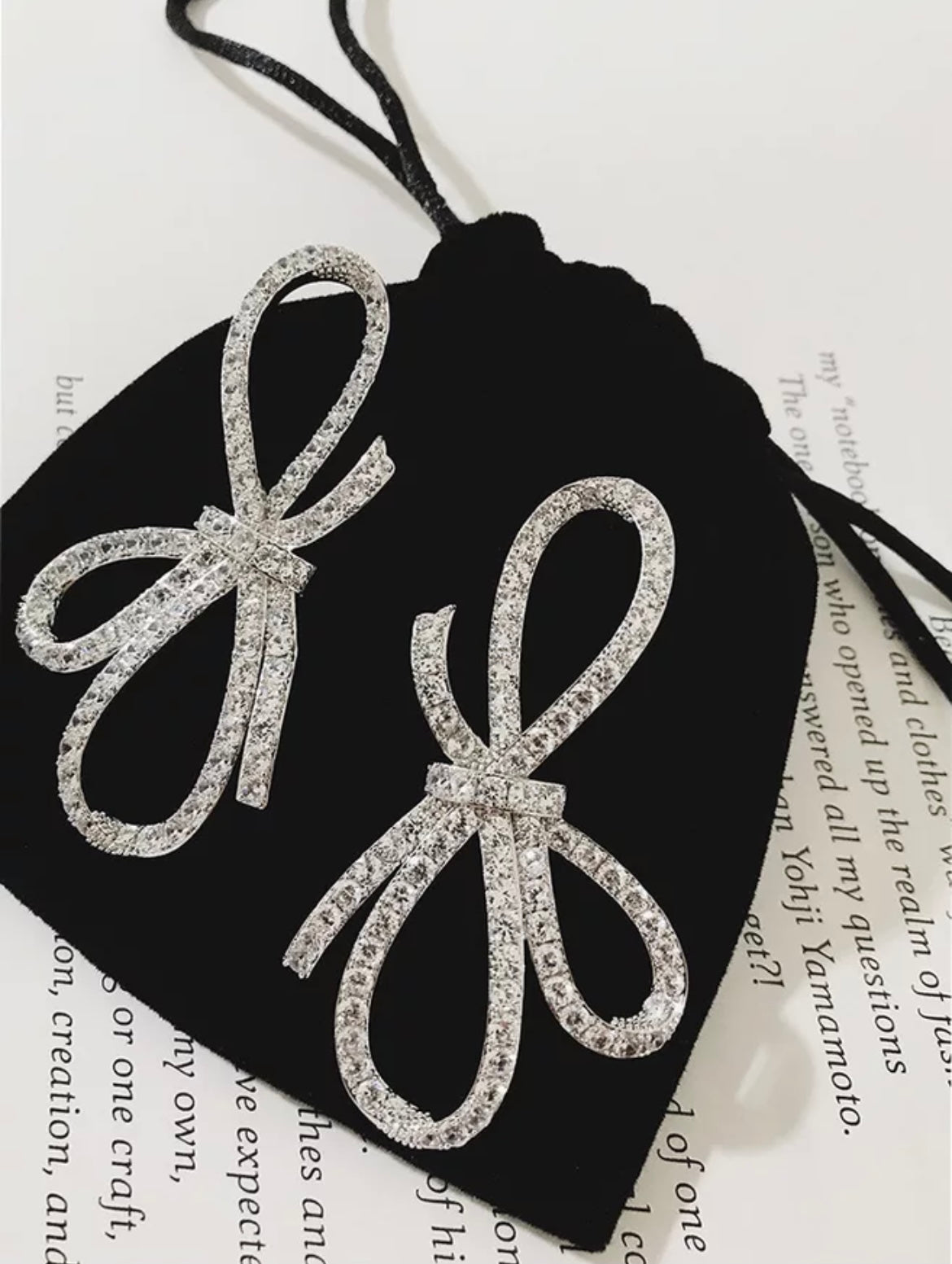 Large Dangle Crystal Bow